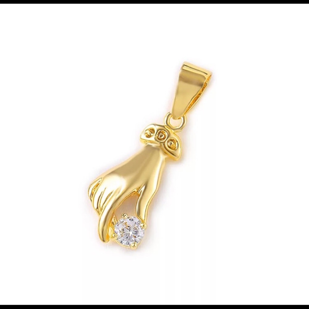 24k gold plated Lady hand with rhinestone charm
